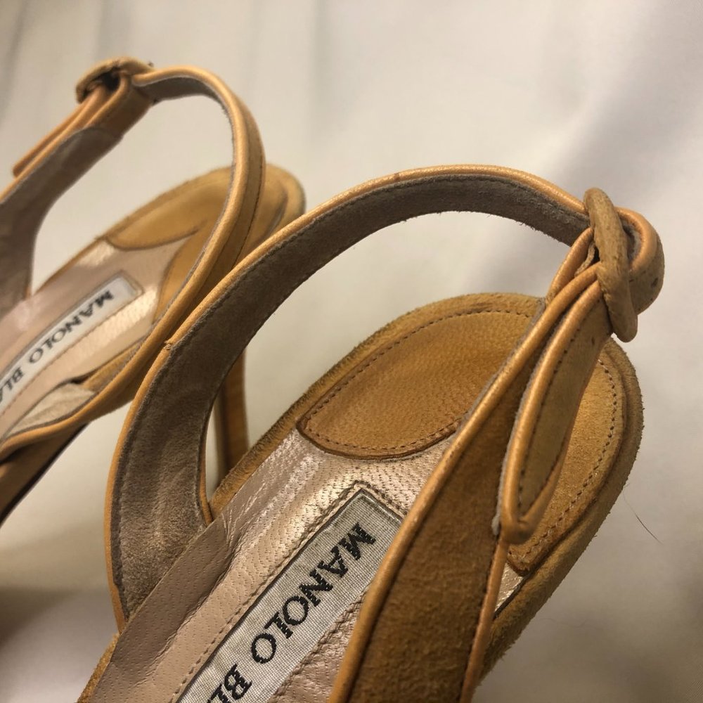Manolo Blahnik Camel Suede Slingbacks - Picture 6 of 6